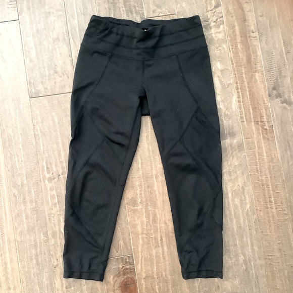 Athleta Black Leggings W/ Adjustable Waist, Sheer Fabric on each Pant leg, XS - Picture 1 of 4